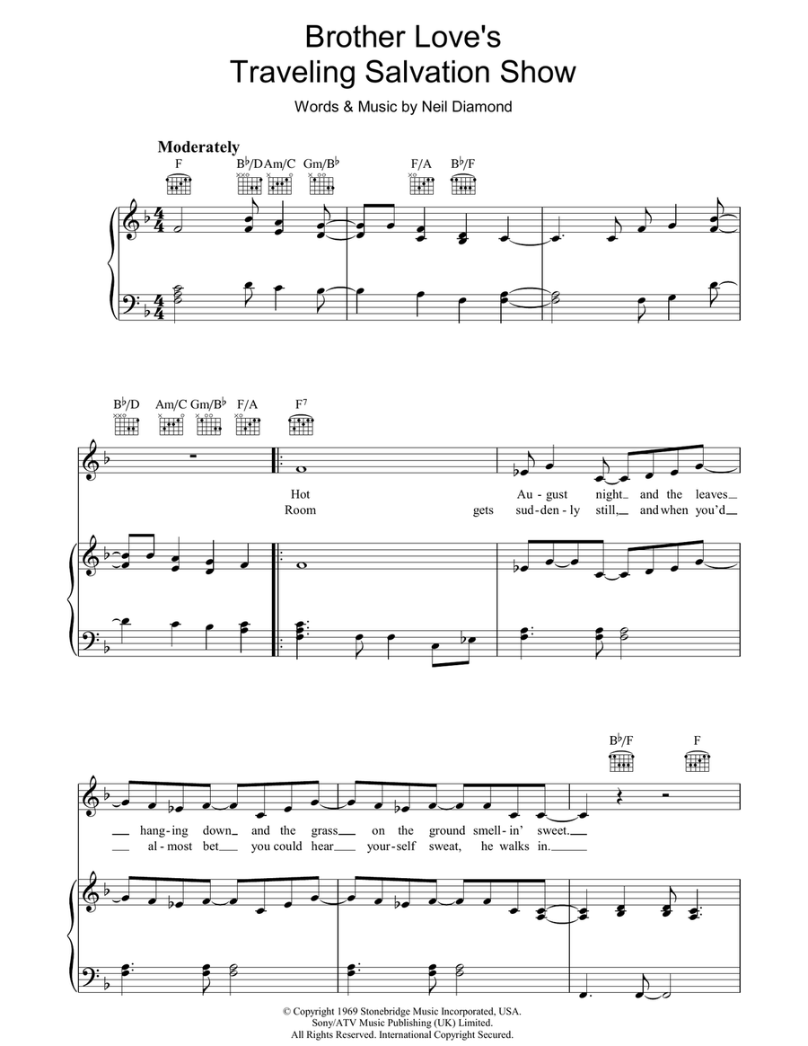 Brother Love's Travelling Salvation Show Piano, Vocal, Guitar scores gallery preview page 1