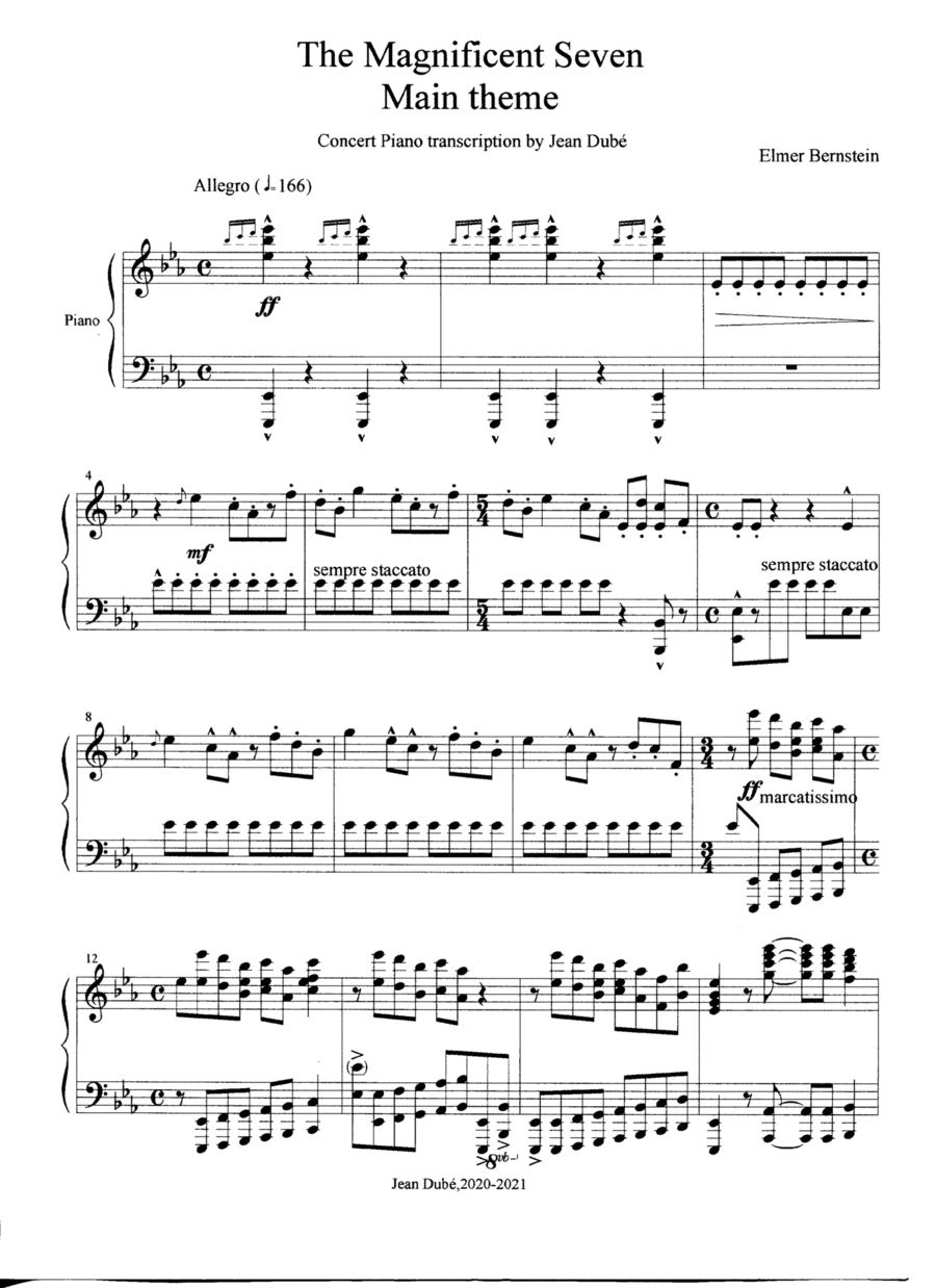 The Magnificent Seven The Magnificent Seven Piano Solo scores gallery preview page 1