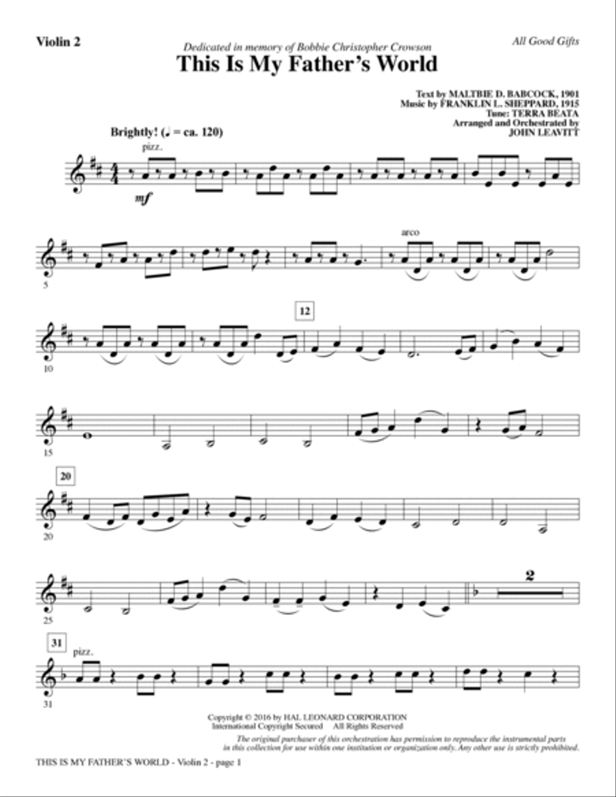 All Good Gifts - Violin 2 Choir scores gallery preview page 2