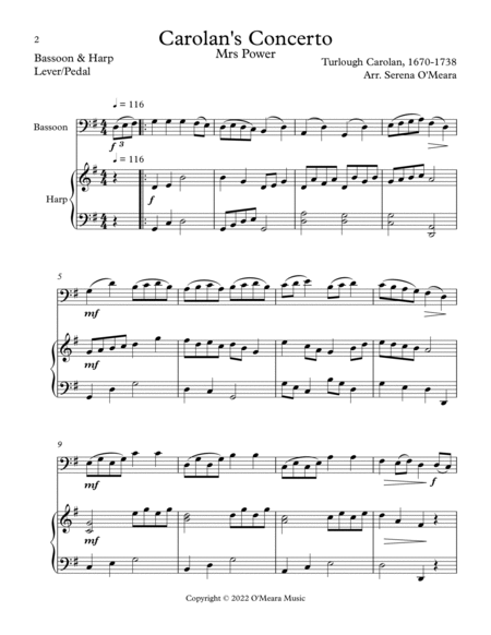 Carolan’s Concerto, Duet for Bassoon & Harp