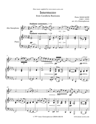 Book cover for Intermezzo from Cavalleria Rusticana - Alto Saxophone and Piano