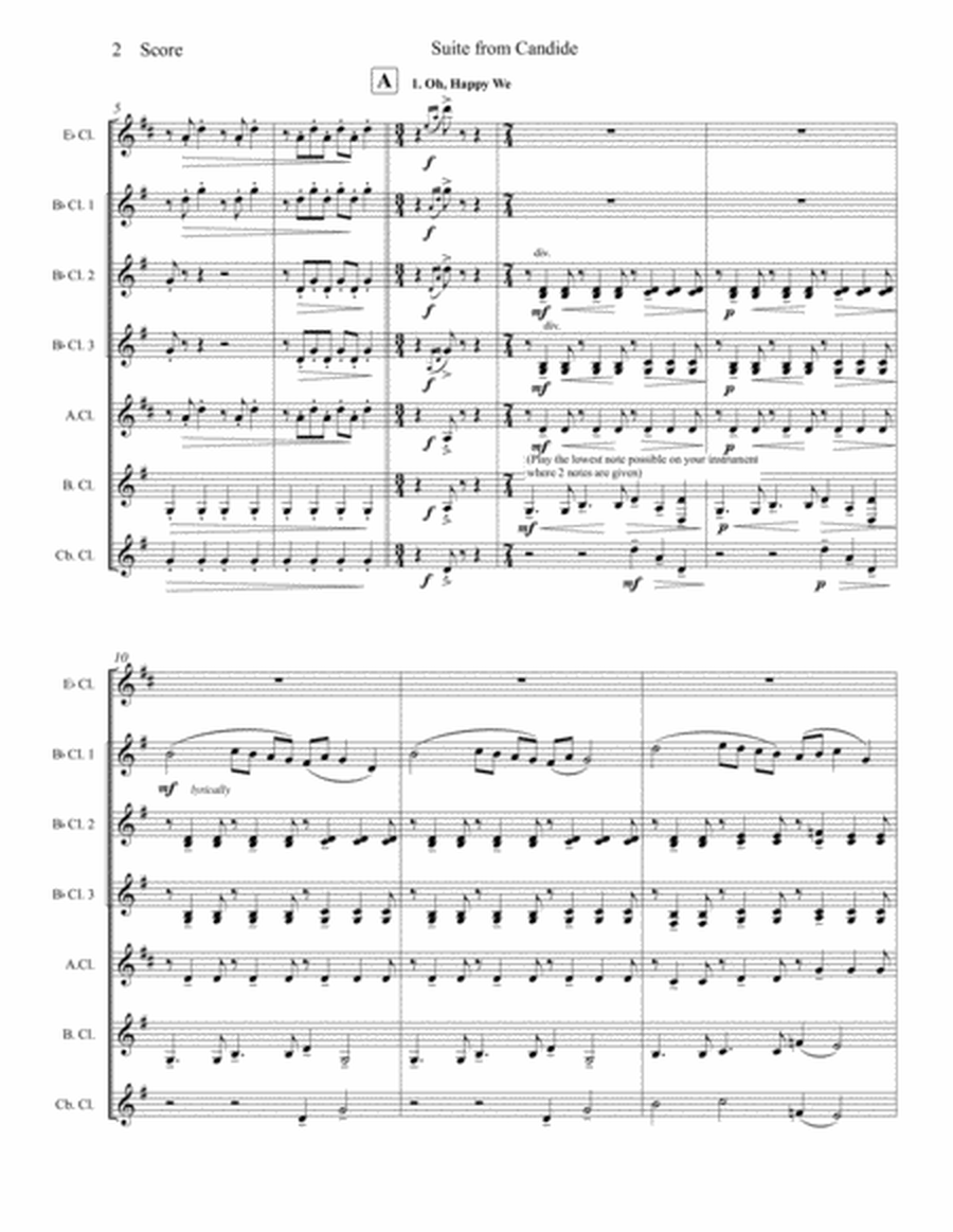 Candide Suite - Leonard Bernstein - set for Clarinet Choir image number null