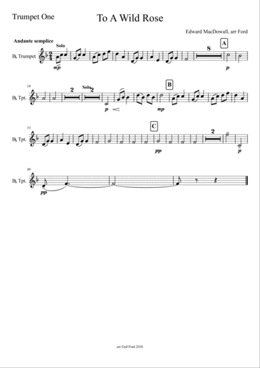 To A Wild Rose Brass Ensemble scores gallery preview page 1