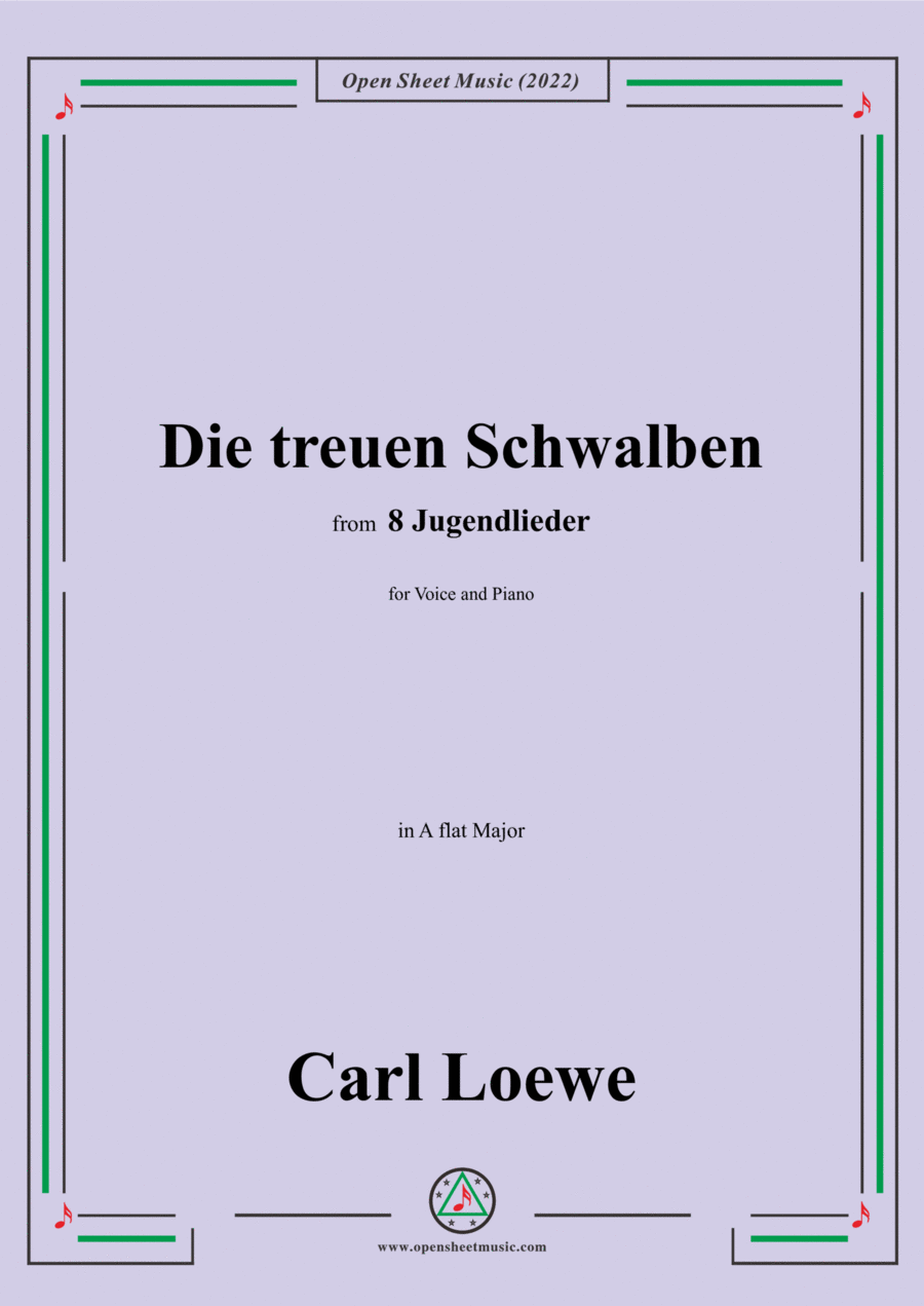 Loewe-Die treuen Schwalben,in A flat Major,for Voice and Piano Voice Solo scores gallery preview page 1