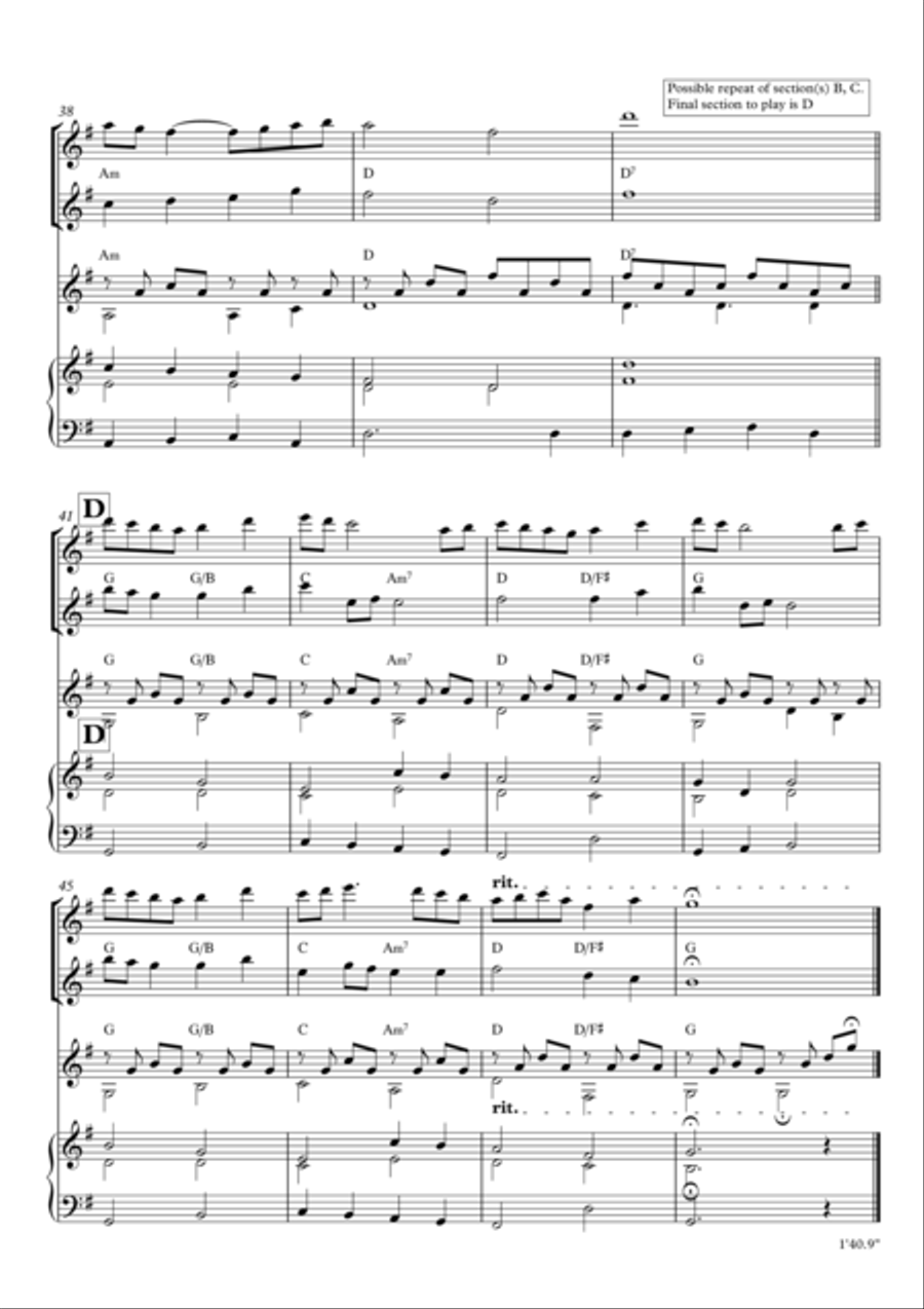Instrumental Interlude 1'40 for 2 flutes, guitar and/or piano by Simon Peberdy image number null