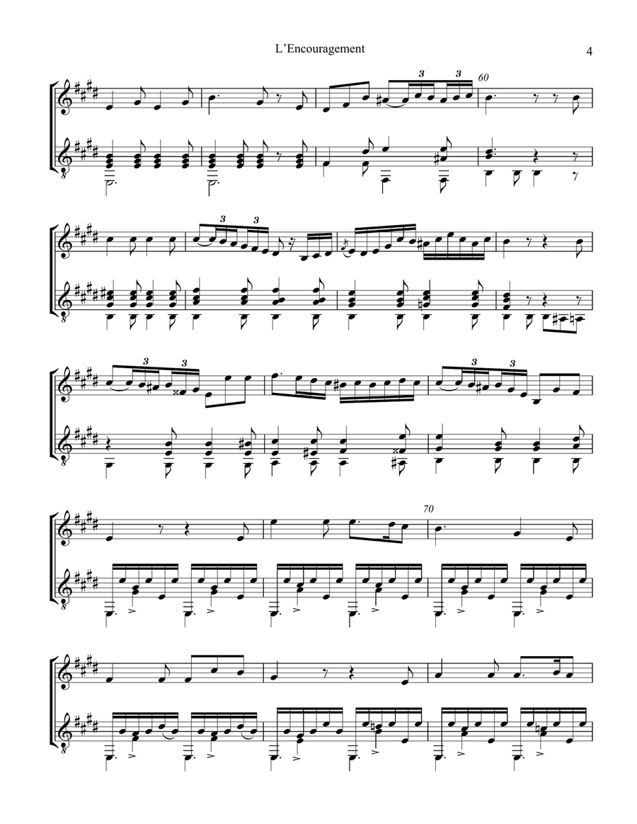 L'Encouragement Op. 34 for violin and guitar (E major) String Duet scores gallery preview page 5
