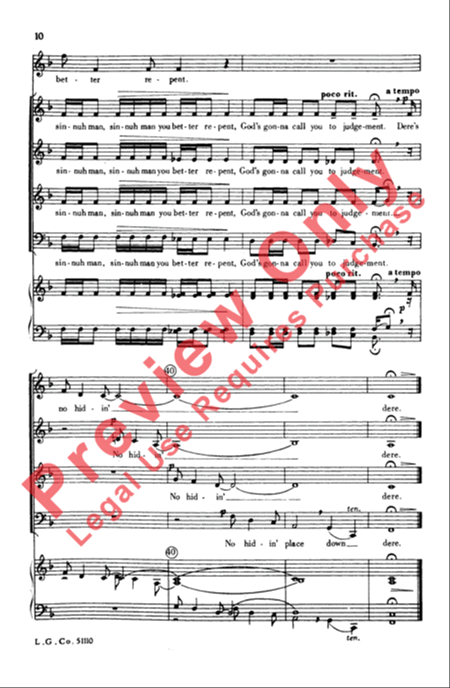 Dere's No Hidin' Place Dere's No Hidin' Place 4-Part scores gallery preview page 9