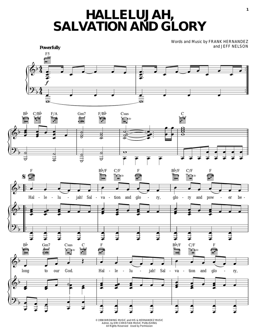 Hallelujah, Salvation And Glory Guitar scores gallery preview page 1