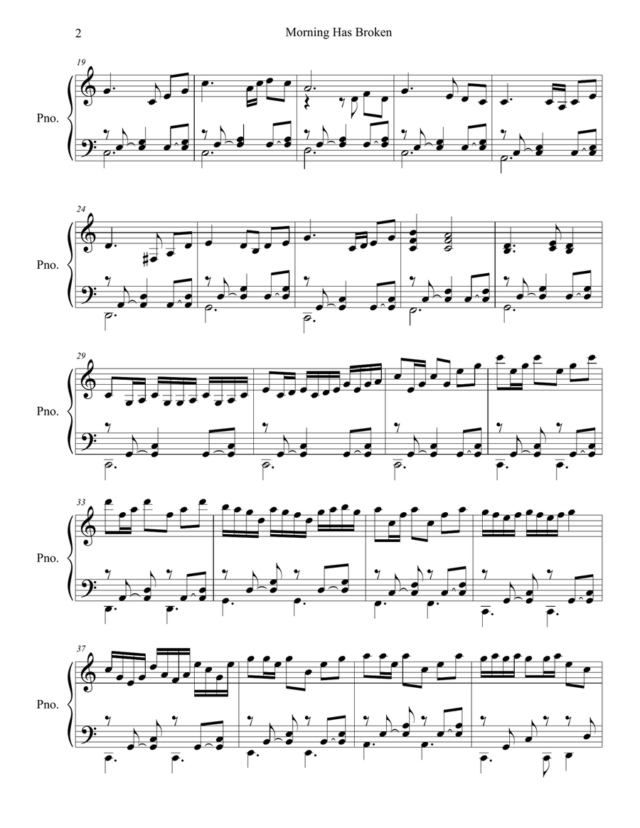 Morning Has Broken Piano Solo scores gallery preview page 2
