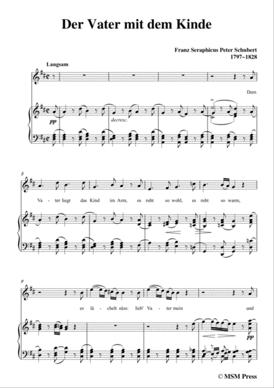 Schubert-Der Vater mit dem Kinde,in D Major,for Voice and Piano Voice Solo scores gallery preview page 3