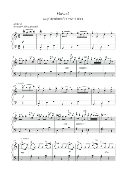 Minuet de Boccherini piano solo image number null