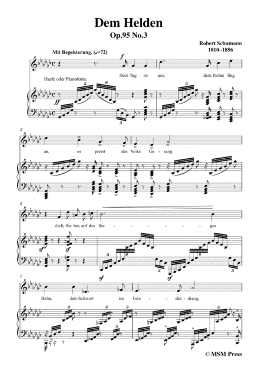 Schumann-Dem Helden,in G flat Major,for Voice and Piano Voice Solo scores gallery preview page 3