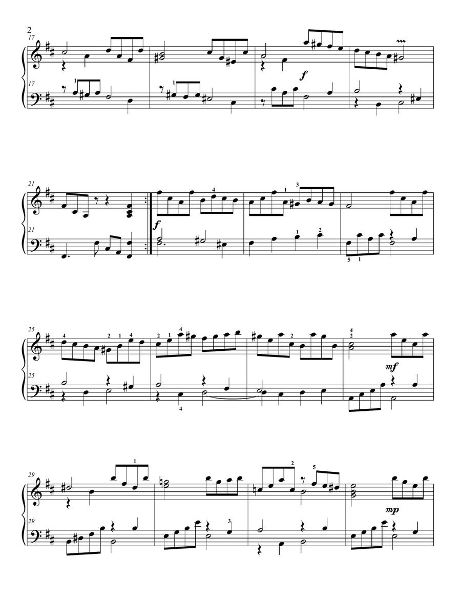 Zipoli Gavotta in B minor Easy Piano scores gallery preview page 2