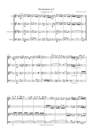 Book cover for Mozart Divertimento in C arr. Woodwind Quartet