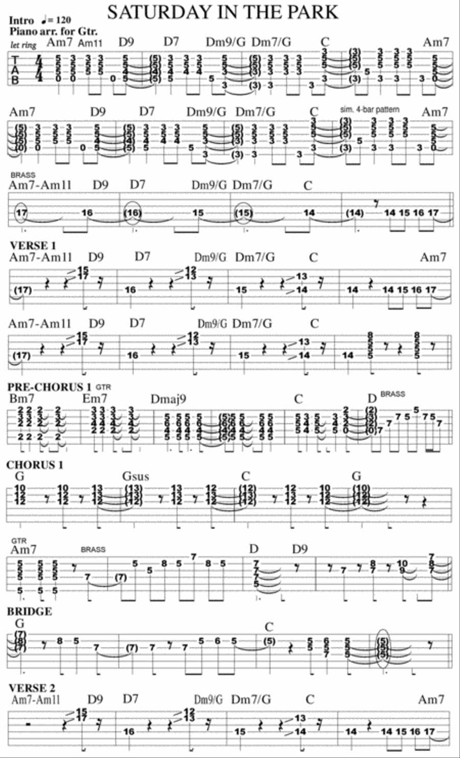 Saturday In The Park Electric Guitar scores gallery preview page 1