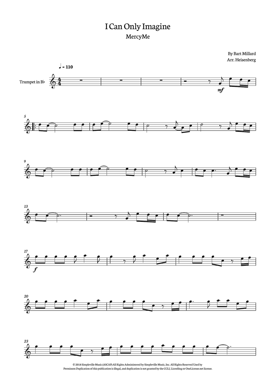 I Can Only Imagine I Can Only Imagine B-Flat Trumpet scores gallery preview page 1