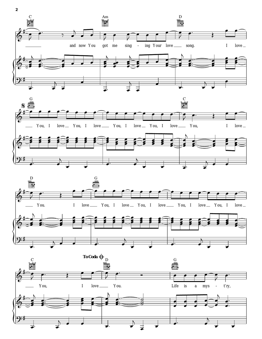 I Love You Piano, Vocal, Guitar scores gallery preview page 2