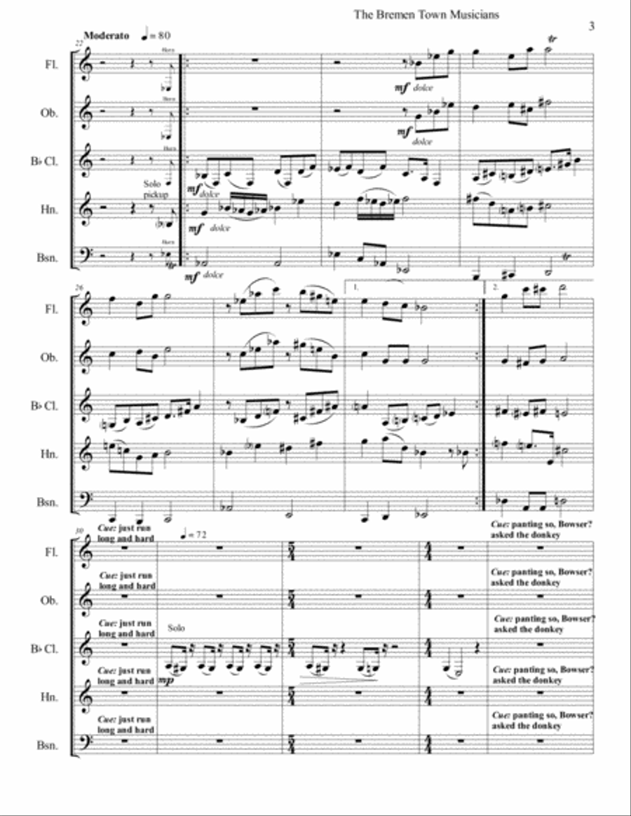 The Bremen Town Musicians: Grimms Fairy Tale with Different Instruments: for Wind Quintet and Narrat Woodwind Quintet scores gallery preview page 4