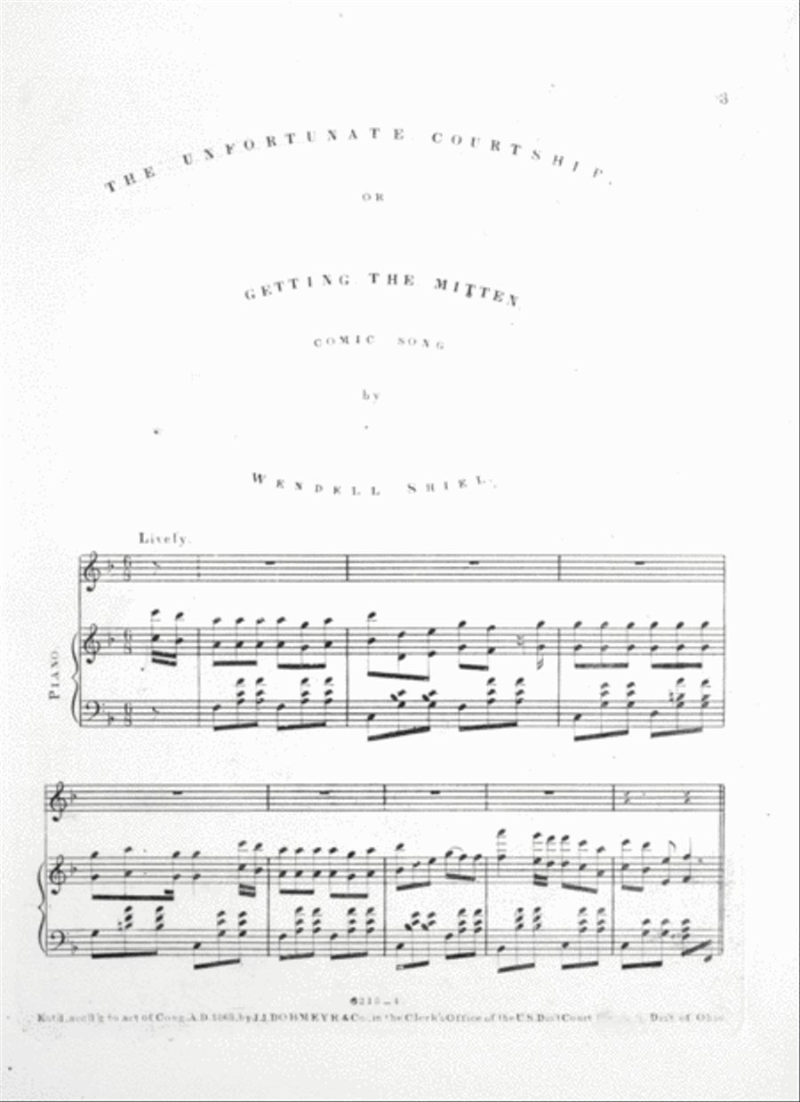 The Unfortunate Courtship, or, Getting The Mitten. Comic Song Voice scores gallery preview page 2