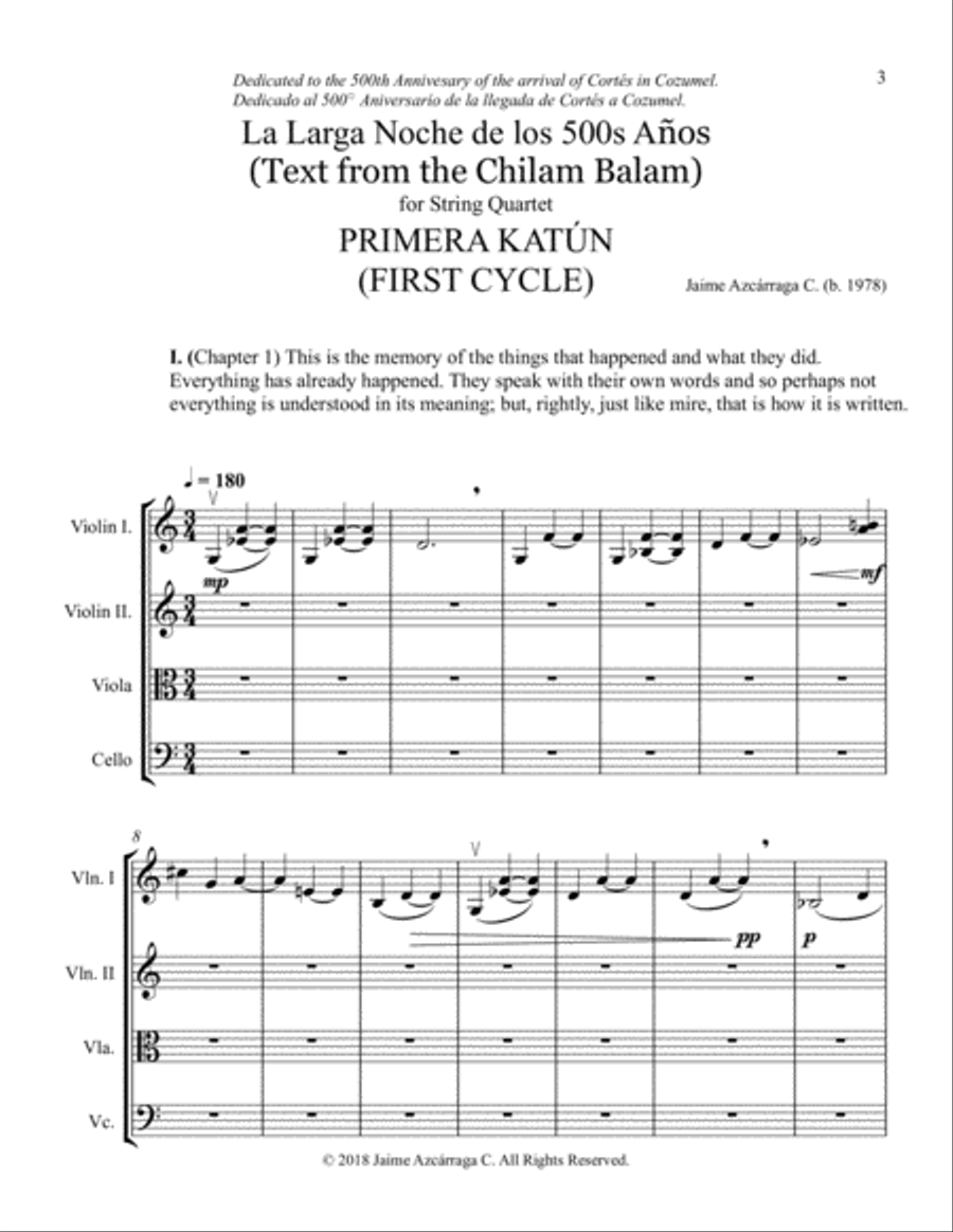 La Larga Noche de los 500s Años (1st Cycle) String Quartet scores gallery preview page 3