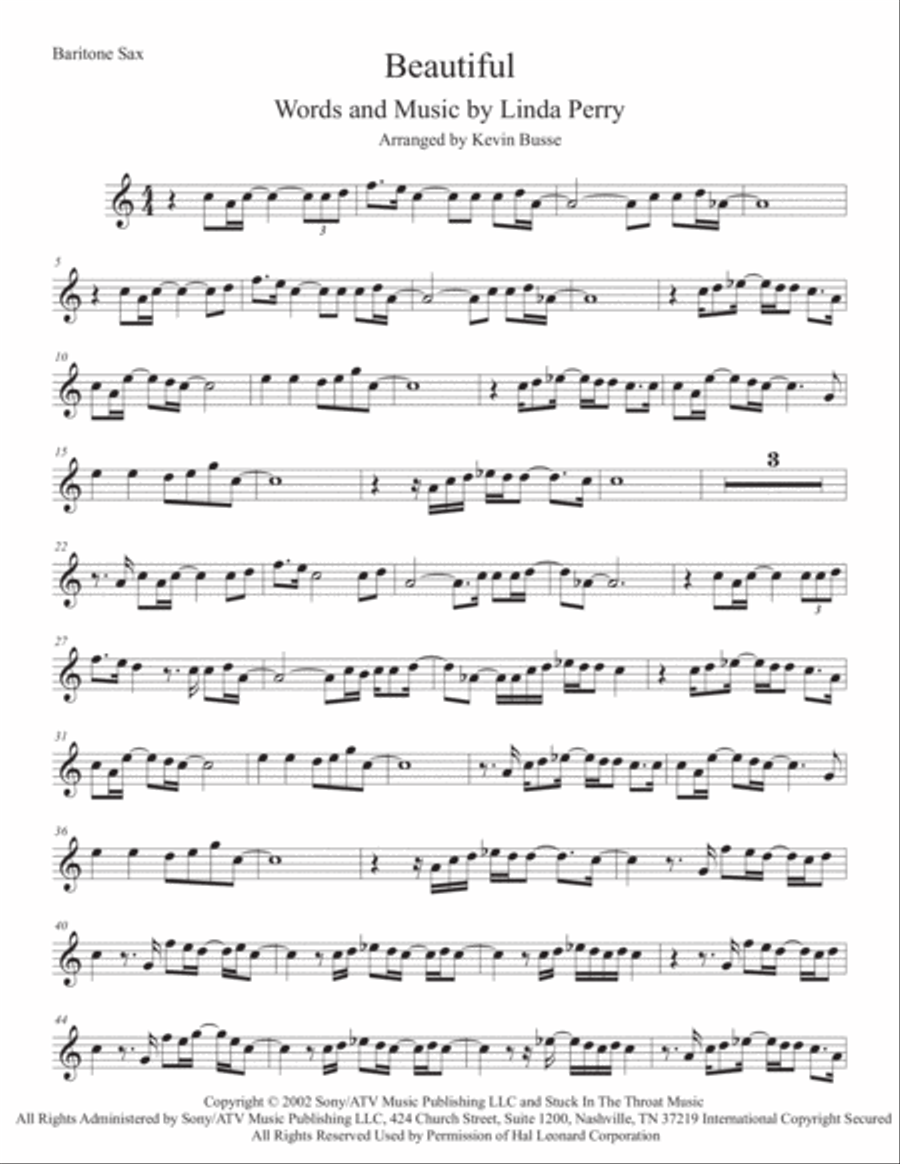 Beautiful Baritone Saxophone scores gallery preview page 1