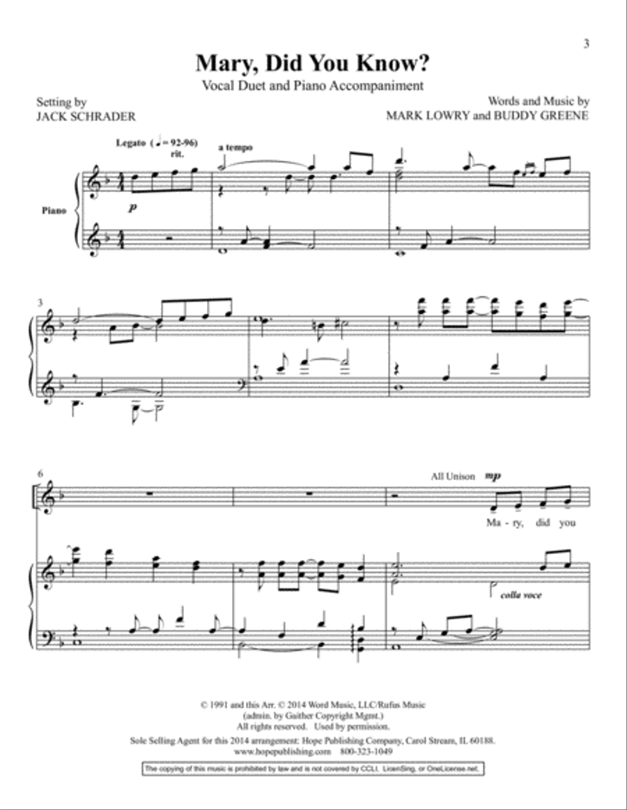 Mary, Did You Know? High Voice scores gallery preview page 3