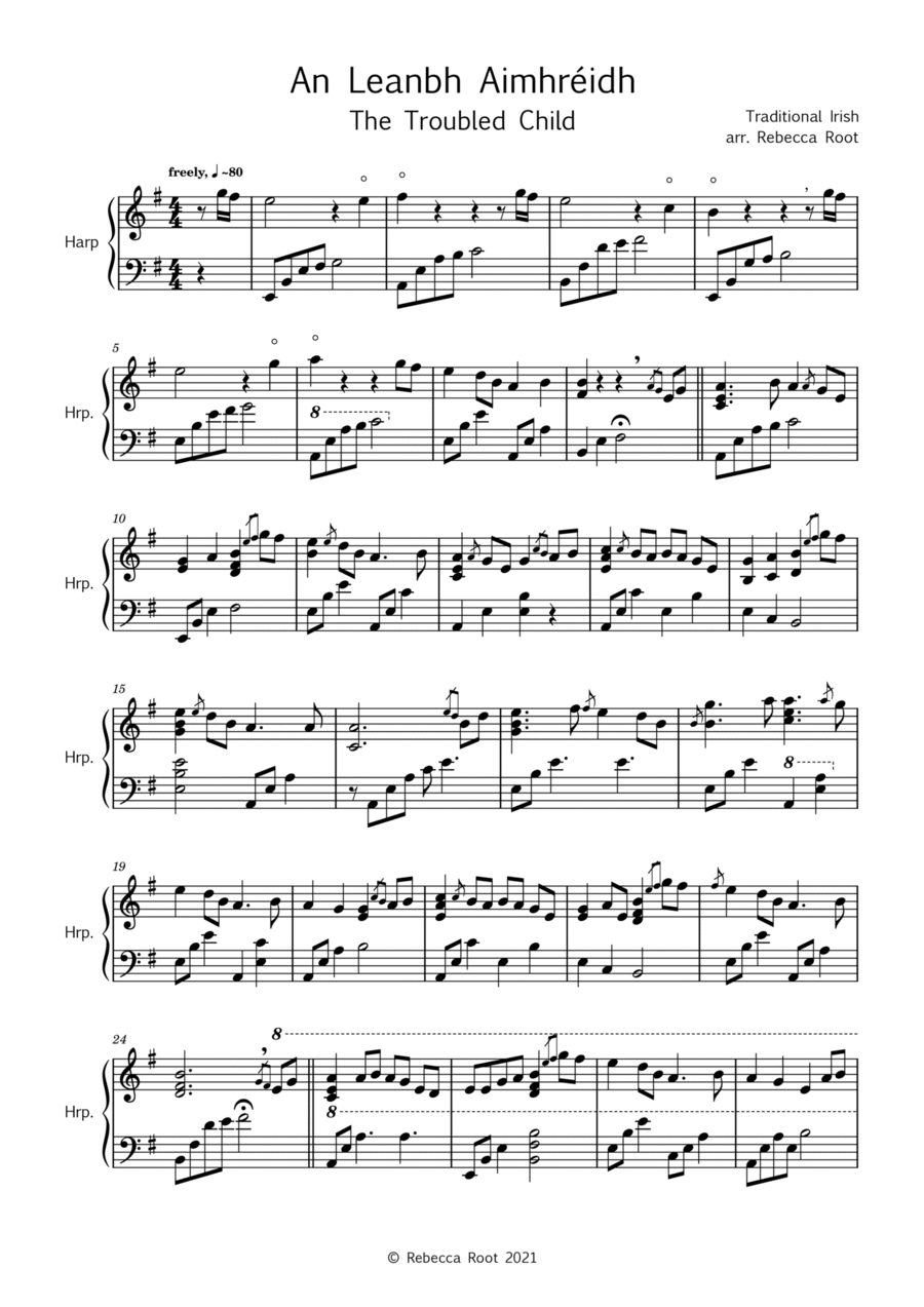 An Leanbh Aimhréid (The Troubled Child) Harp scores gallery preview page 1