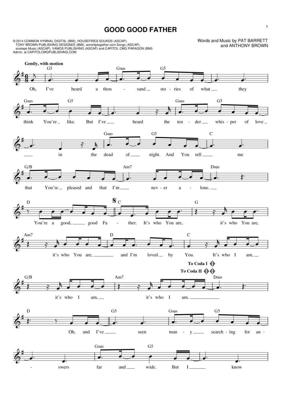 Good Good Father Good Good Father Flute scores gallery preview page 1
