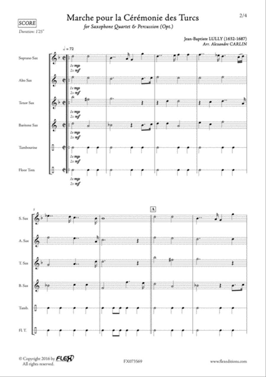 Marche pour la Ceremonie des Turcs Tenor Saxophone scores gallery preview page 2