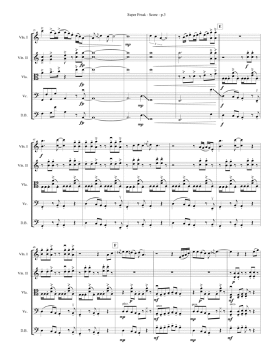 Super Freak String Quartet scores gallery preview page 5
