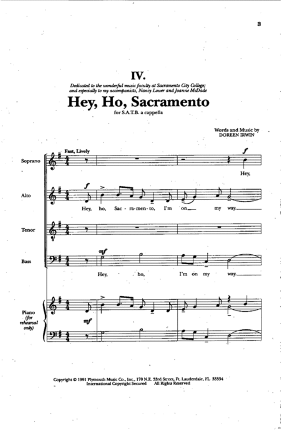 Hey, Ho, Sacramento Hey, Ho, Sacramento 4-Part scores gallery preview page 2
