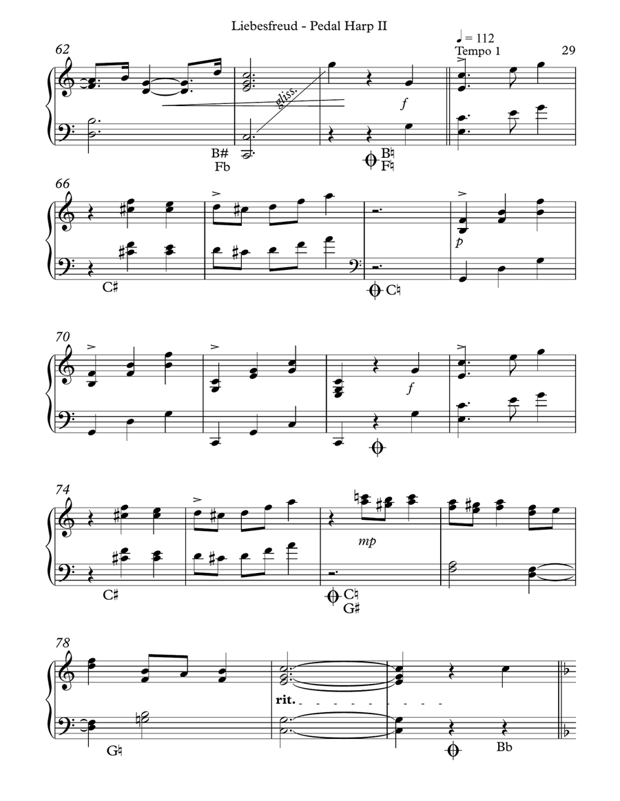 Liebesfreud (Love’s Joy), Pedal Harp II Pedal Harp scores gallery preview page 5