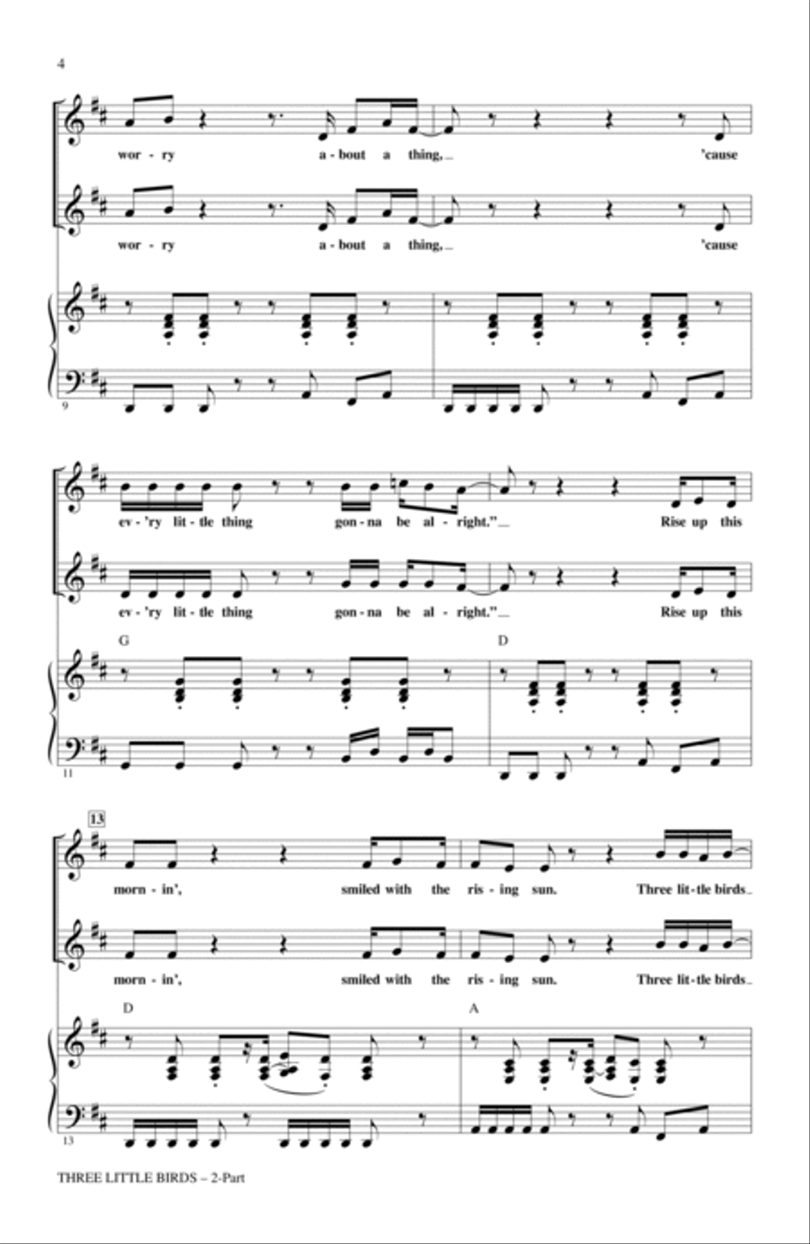 Three Little Birds (arr. Audrey Snyder) 2-Part scores gallery preview page 2