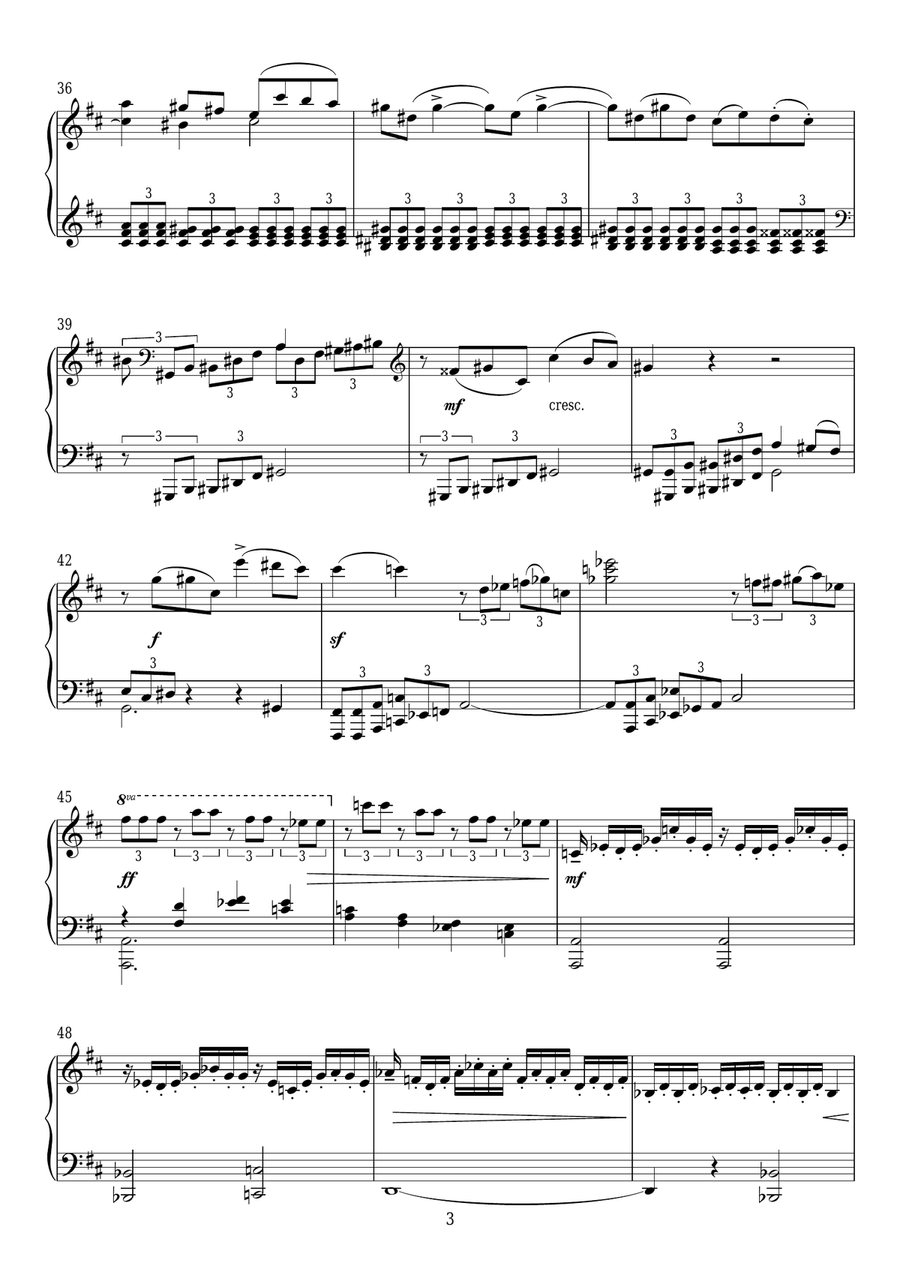 Symphony No. 1 In A, Op. 79 (Second Movement) Piano Solo scores gallery preview page 3