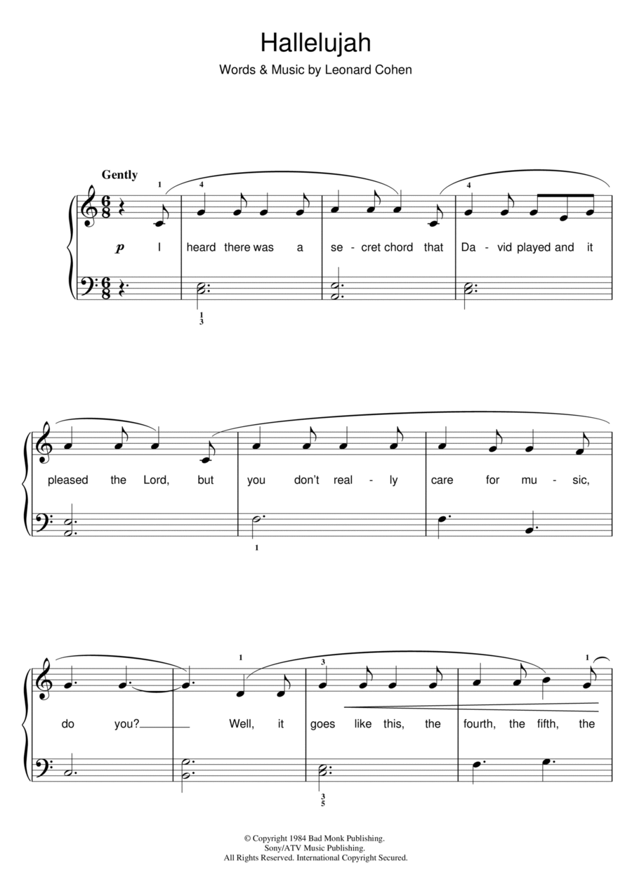 Hallelujah Hallelujah Easy Piano scores gallery preview page 1