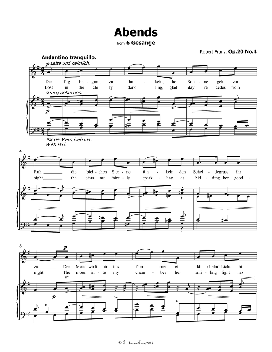 Abends, by Robert Franz, in G Major Voice scores gallery preview page 3