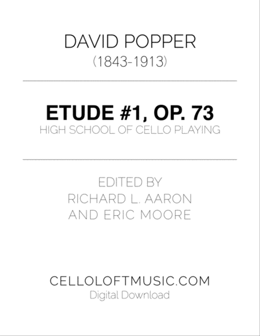 Popper (arr. Richard Aaron): Op. 73, Etude #1 Cello Solo scores gallery preview page 1
