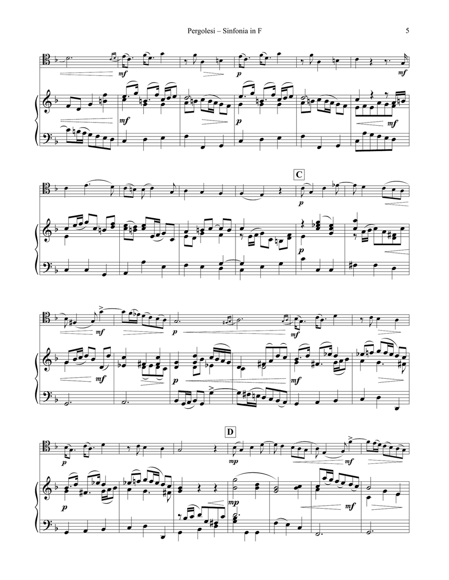 Pergolesi - Sinfonia (Sonata) in F for Trombone and Piano or Harpsichord, arr. by Ralph Sauer Trombone Duet scores gallery preview page 5