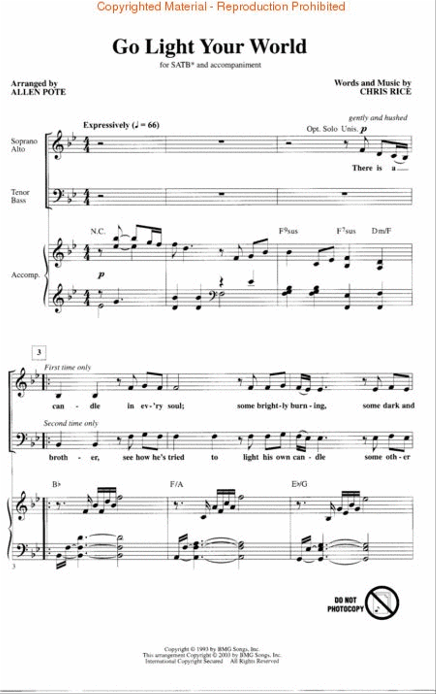 Go Light Your World Go Light Your World 4-Part scores gallery preview page 2