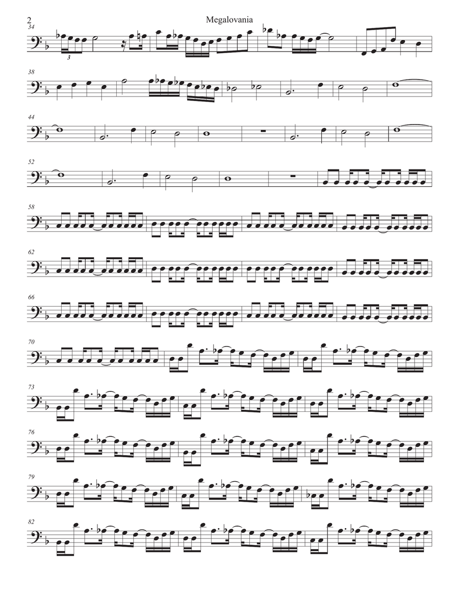 MEGALOVANIA (from Undertale) MEGALOVANIA (from Undertale) Cello Solo scores gallery preview page 2