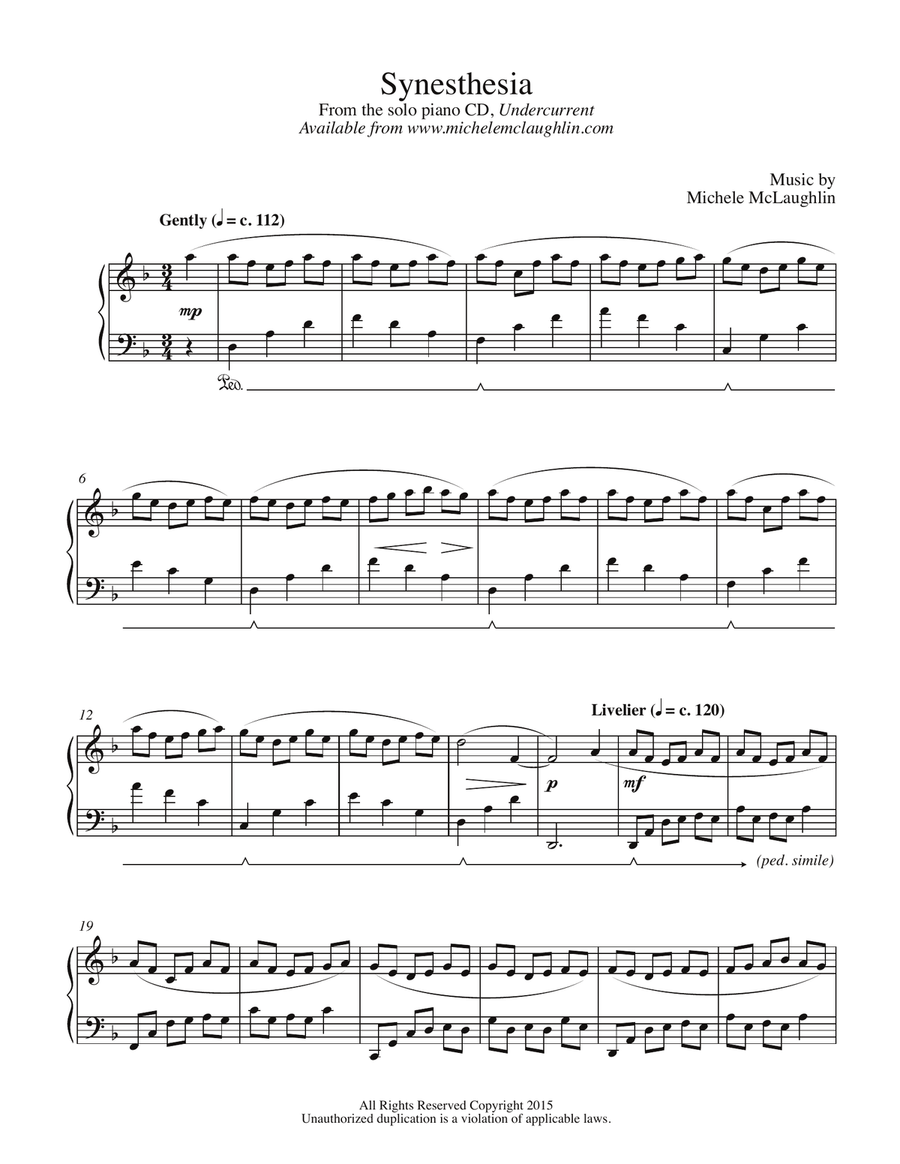 Synesthesia Synesthesia Piano Solo scores gallery preview page 1