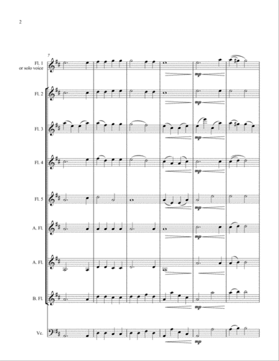 Ave Verum Corpus - Mozart for flute choir or solo voice and flute choir Flute Choir scores gallery preview page 2