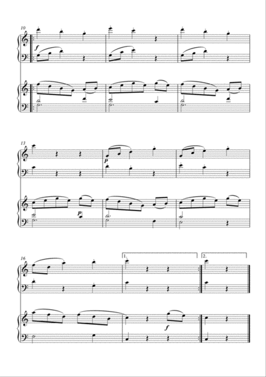 Deutscher Tanz by J Haydn in a new easy arrangement for 2 pianos by Simon Peberdy image number null