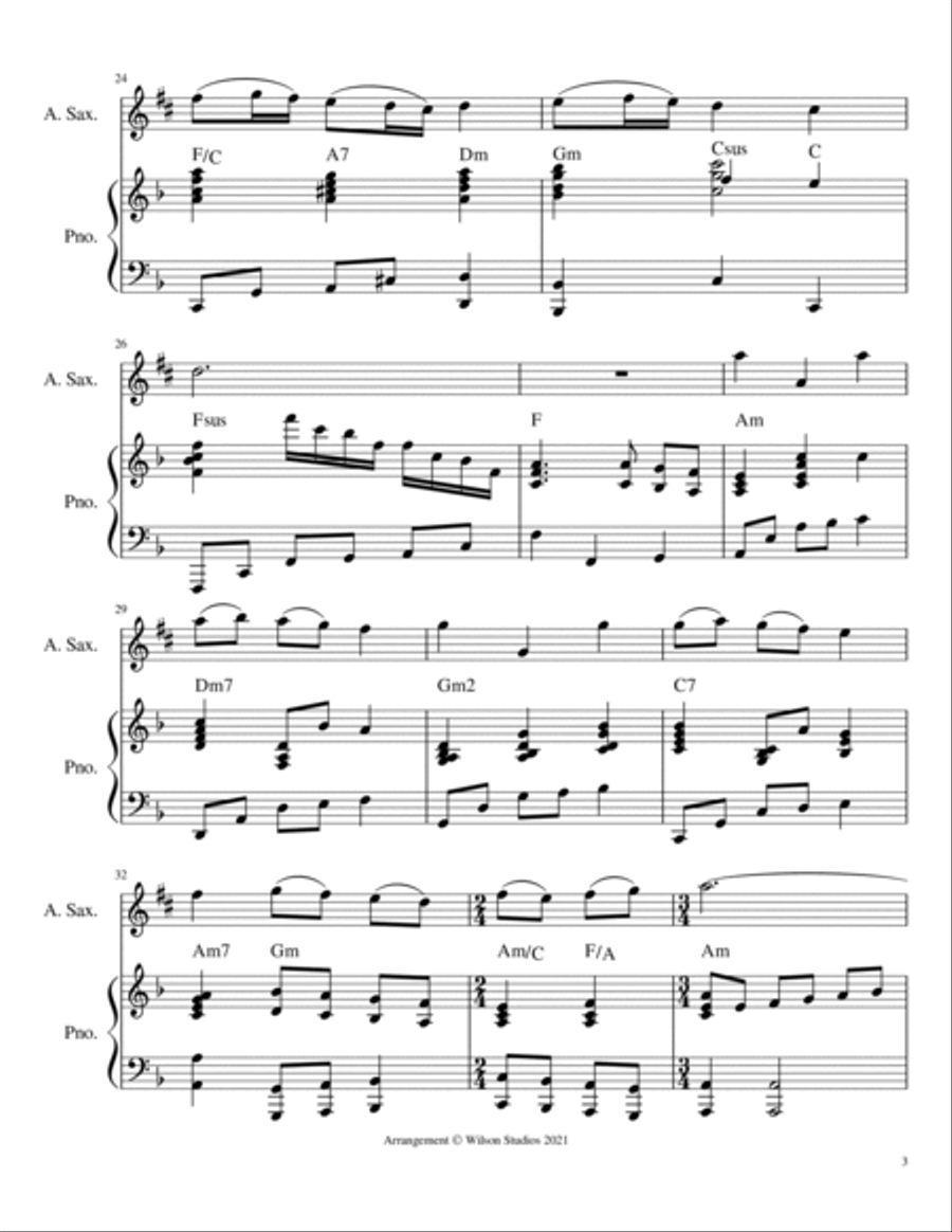 America (My Country 'Tis of Thee)--alto sax solo Alto Saxophone scores gallery preview page 3
