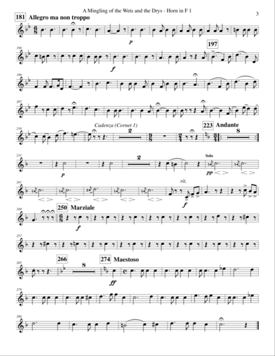 A Mingling of the Wets and the Drys - A Humoresque - Brass and Percussion Parts Concert Band scores gallery preview page 3