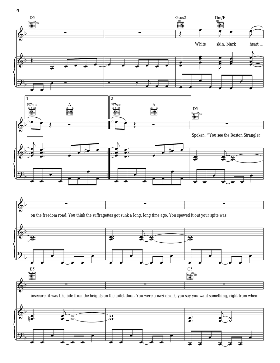 White Skin Black Heart Piano, Vocal, Guitar scores gallery preview page 4