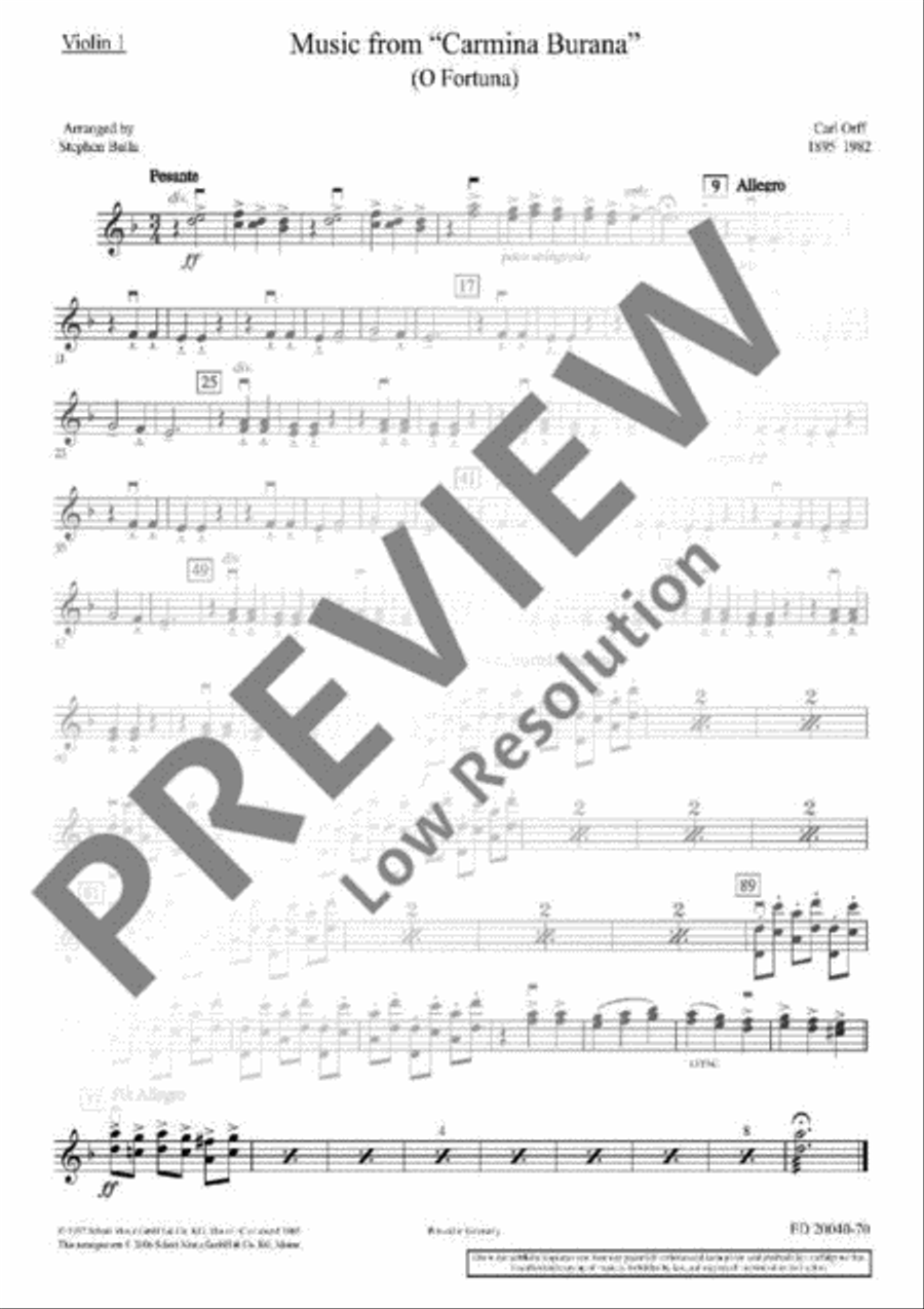 Music from Carmina Burana (O Fortuna) String Orchestra scores gallery preview page 10