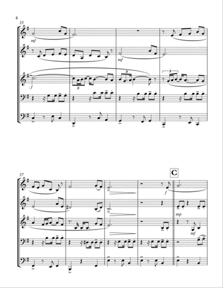 Mexican traditional Folk Pop: POR TI (by Oscar Chávez) for Brass Quintet arr. Martín Hernández S Brass Quintet scores gallery preview page 4