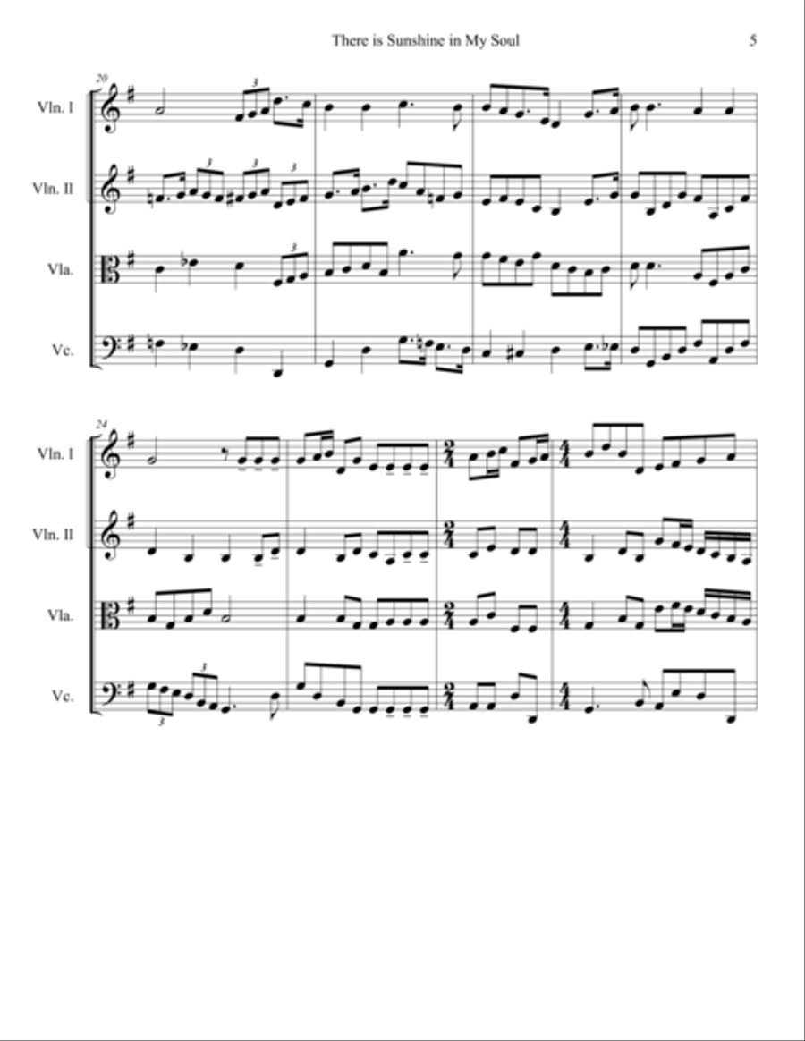 There is Sunshine in My Soul STRING QUARTET String Quartet scores gallery preview page 5