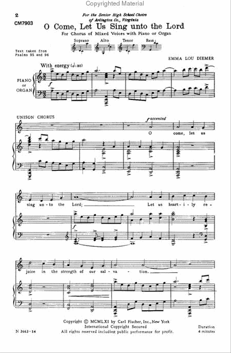 O Come, Let Us Sing unto the Lord 4-Part scores gallery preview page 2